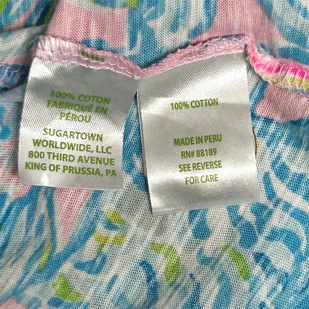 Lilly Pulitzer Etta Top M Pelican Pink Off The Scales Cotton V Neck Coastal Tee - Picture 8 of 9